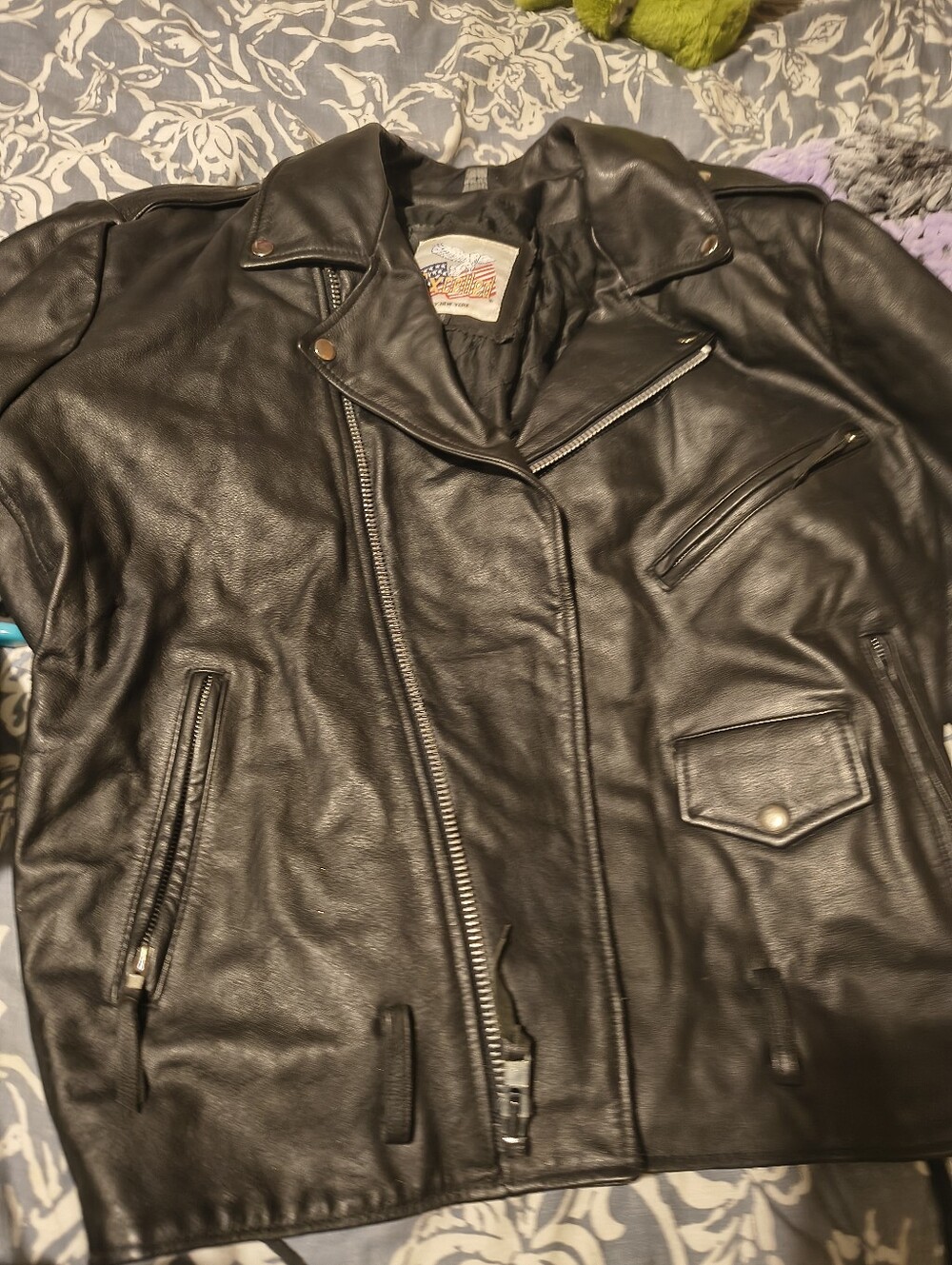 Classic Black Leather Bomber Jacket